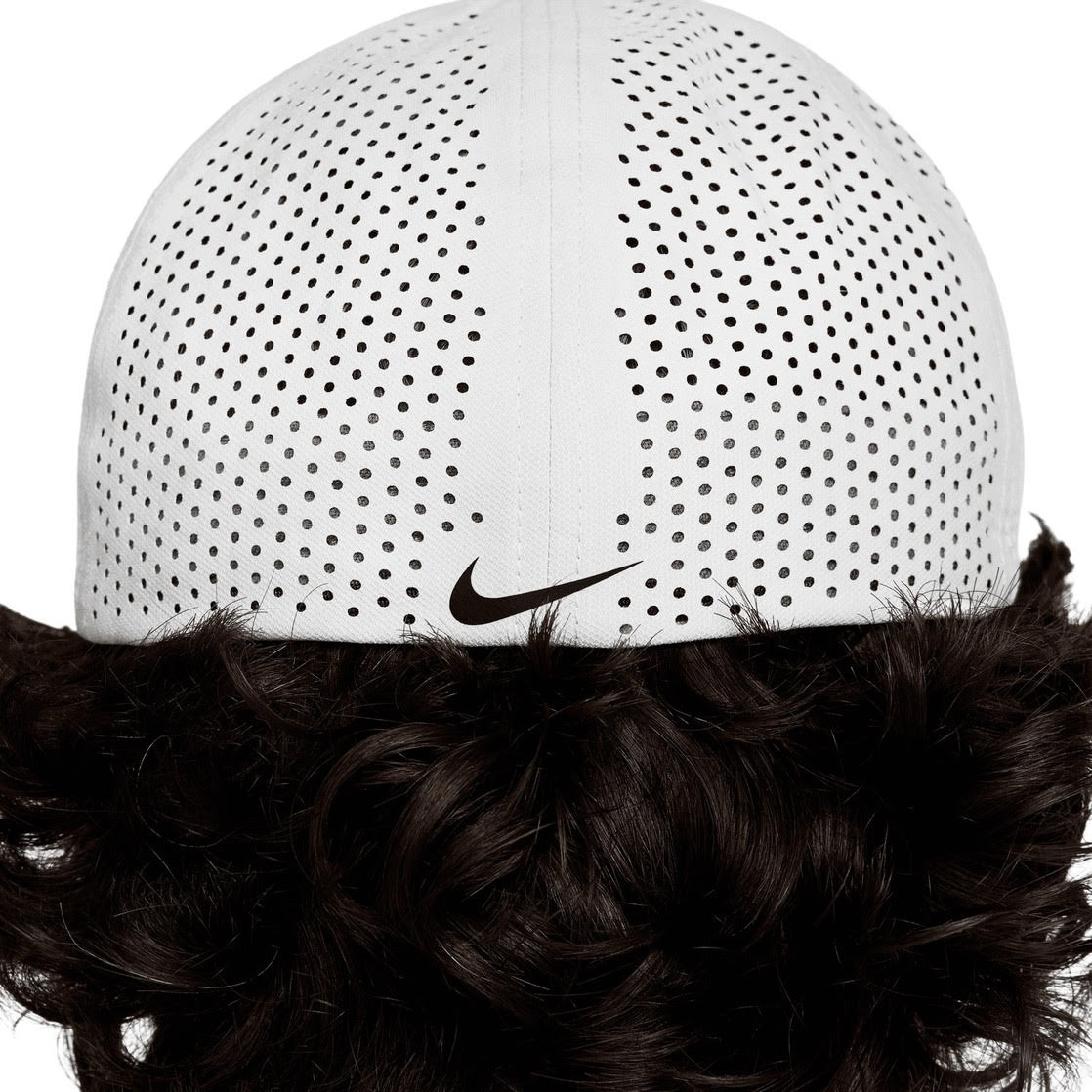 Nike Dri-FIT Advantage golf cap in White/Anthracite, worn, back