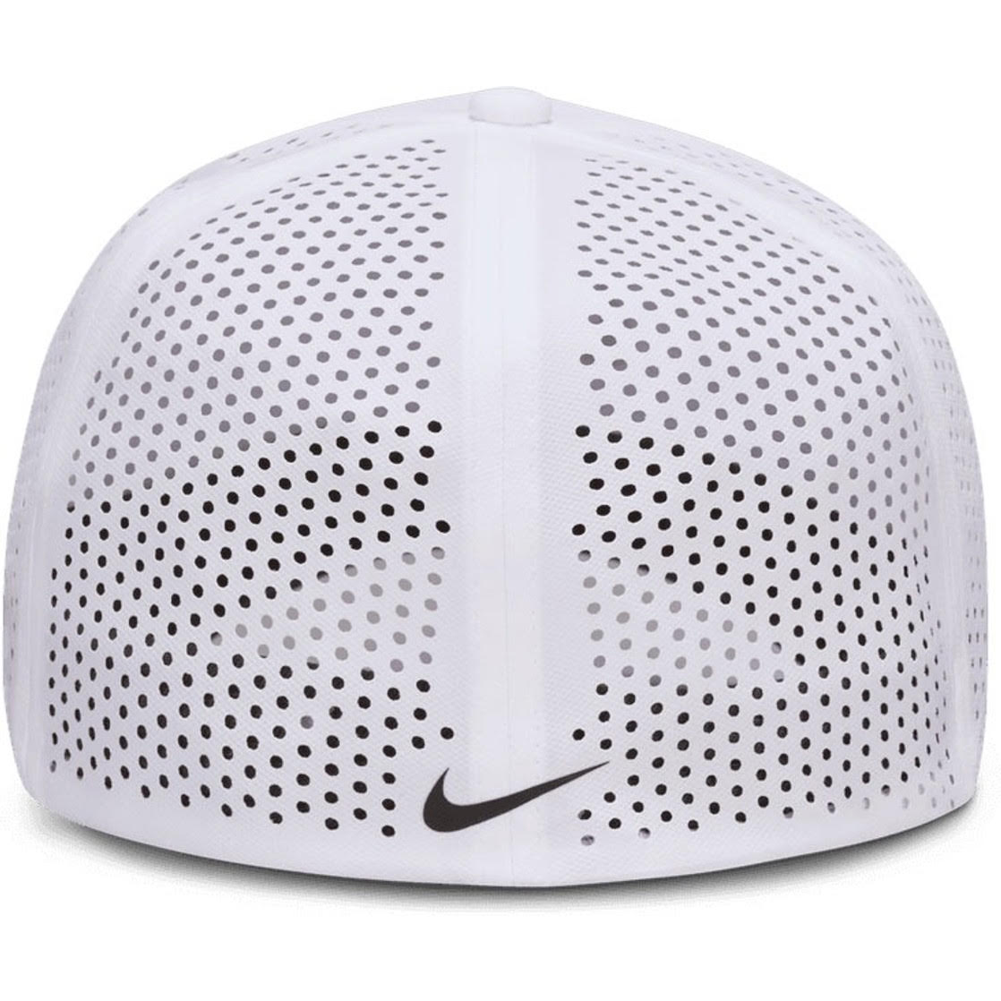Nike Dri-FIT Advantage golf cap in White/Anthracite, back with perforated panels
