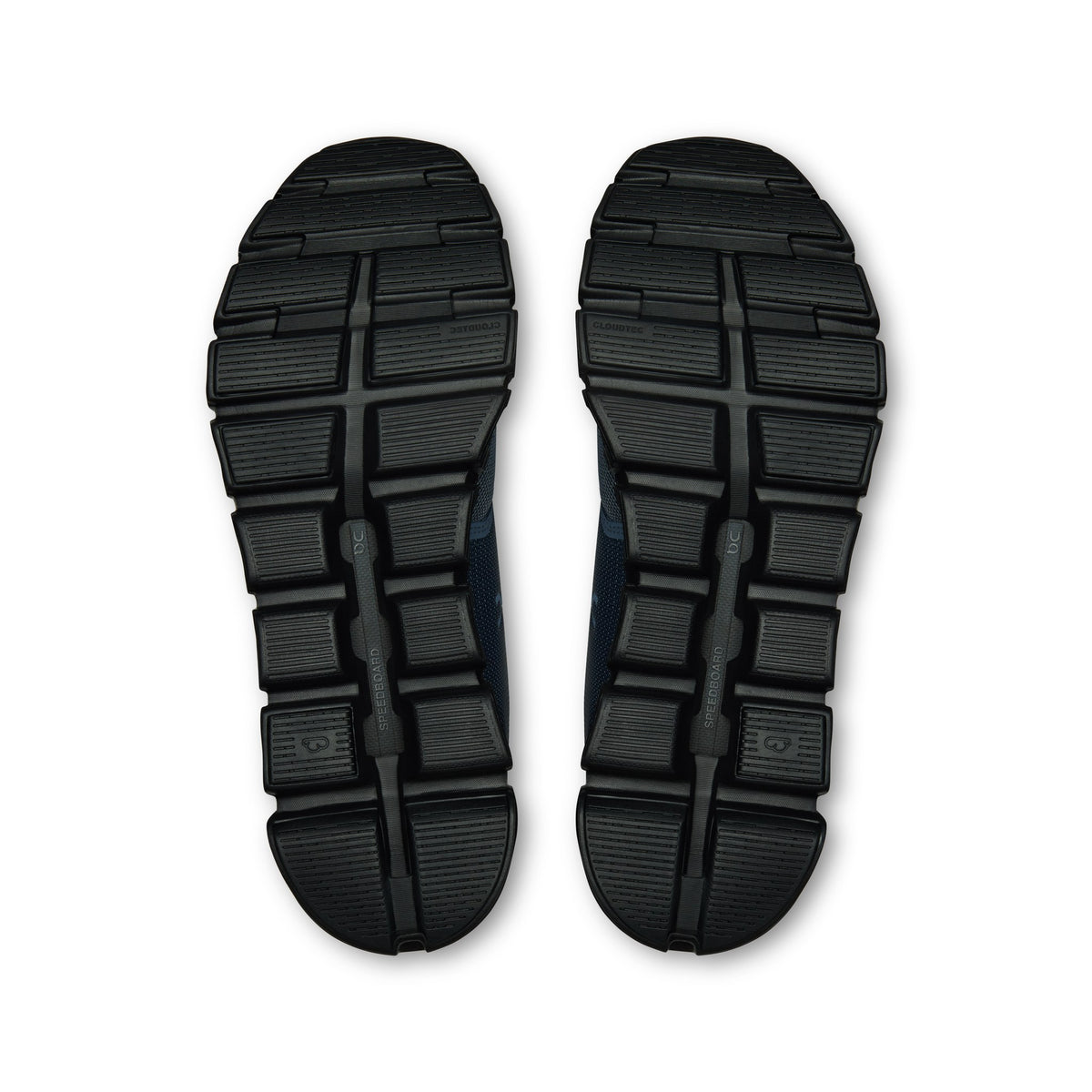 On Cloud 6 men's shoe in Navy/Black, outsole of the pair